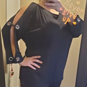 Womens Black Top with arm cutouts